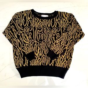 Vintage 80s Karen Scott black and gold sweater size large